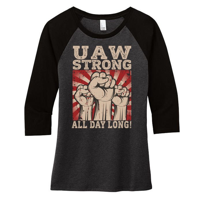 UAW Strong UAW Proud Union Pride UAW Laborer Worker Women's Tri-Blend 3/4-Sleeve Raglan Shirt