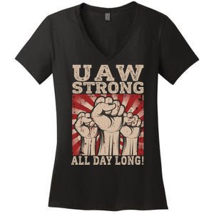 UAW Strong UAW Proud Union Pride UAW Laborer Worker Women's V-Neck T-Shirt