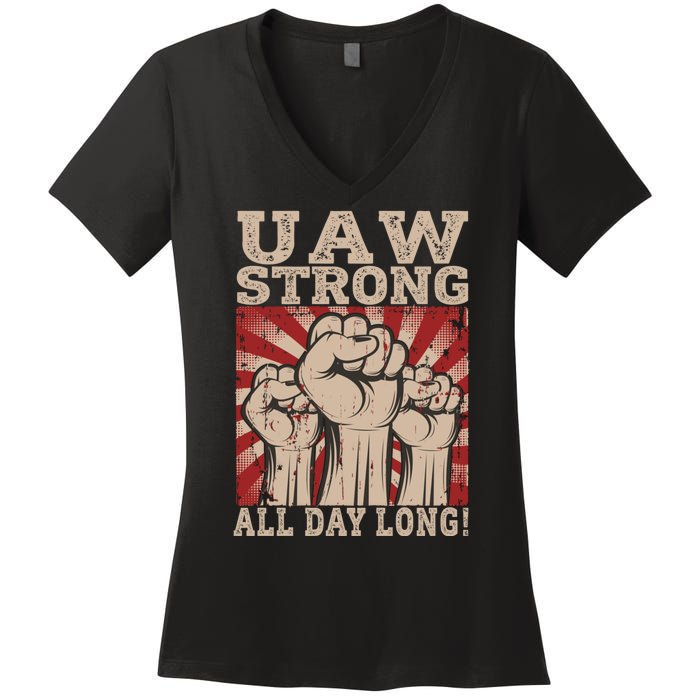 UAW Strong UAW Proud Union Pride UAW Laborer Worker Women's V-Neck T-Shirt