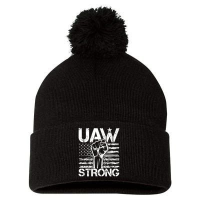 UAW Strong United Auto Workers Strike Pom Pom 12in Knit Beanie