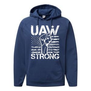 UAW Strong United Auto Workers Strike Performance Fleece Hoodie