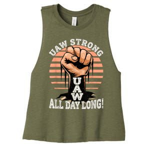 UAW Strong UAW Proud Union Pride UAW Laborer Worker Women's Racerback Cropped Tank