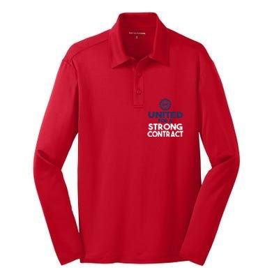 UAW Strike United For A Strong Contract Silk Touch Performance Long Sleeve Polo