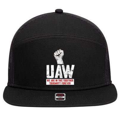 UAW Strike United Auto Workers Union UAW Strong 7 Panel Mesh Trucker Snapback Hat