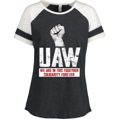 UAW Strike United Auto Workers Union UAW Strong Enza Ladies Jersey Colorblock Tee