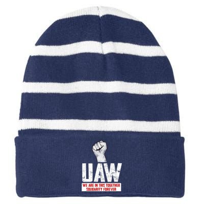 UAW Strike United Auto Workers Union UAW Strong Striped Beanie with Solid Band