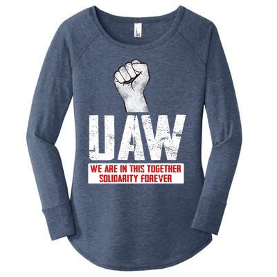 UAW Strike United Auto Workers Union UAW Strong Women's Perfect Tri Tunic Long Sleeve Shirt