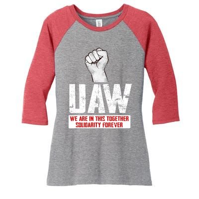 UAW Strike United Auto Workers Union UAW Strong Women's Tri-Blend 3/4-Sleeve Raglan Shirt