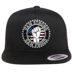 UAW Strong UAW Proud Union Pride UAW Laborer Worker Flat Bill Trucker Hat