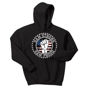 UAW Strong UAW Proud Union Pride UAW Laborer Worker Kids Hoodie