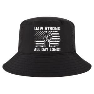 UAW Strike USA Flag Red United Auto Workers Picket Sign Cool Comfort Performance Bucket Hat