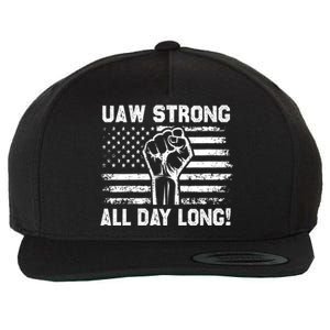 UAW Strike USA Flag Red United Auto Workers Picket Sign Wool Snapback Cap