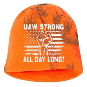 UAW Strike USA Flag Red United Auto Workers Picket Sign Kati - Camo Knit Beanie