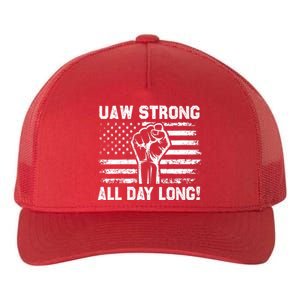 UAW Strike USA Flag Red United Auto Workers Picket Sign Yupoong Adult 5-Panel Trucker Hat