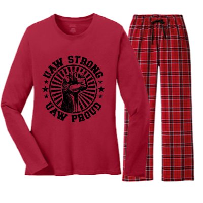 Uaw Strike United Auto Workers Union Uaw Strong Red Women's Long Sleeve Flannel Pajama Set 