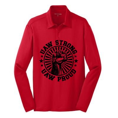 Uaw Strike United Auto Workers Union Uaw Strong Red Silk Touch Performance Long Sleeve Polo