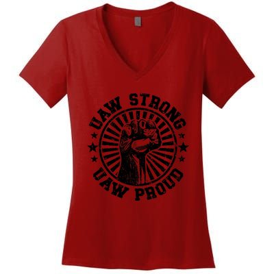 Uaw Strike United Auto Workers Union Uaw Strong Red Women's V-Neck T-Shirt