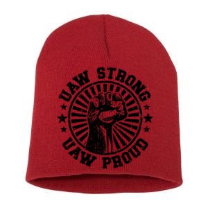 Uaw Strike United Auto Workers Union Uaw Strong Red Short Acrylic Beanie