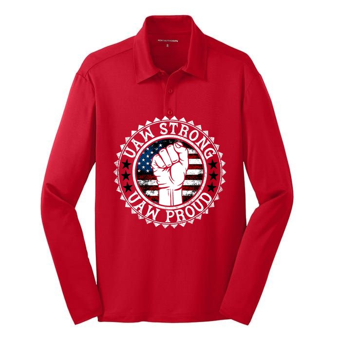 UAW Strong UAW Proud Union Pride UAW Laborer Worker Silk Touch Performance Long Sleeve Polo