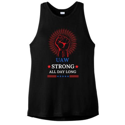 Uaw Strike United Auto Workers Union Uaw Strong Stand Up Uaw Ladies PosiCharge Tri-Blend Wicking Tank