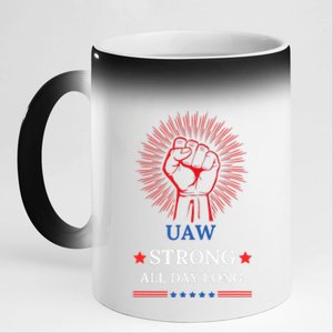 Uaw Strike United Auto Workers Union Uaw Strong Stand Up Uaw 11oz Black Color Changing Mug