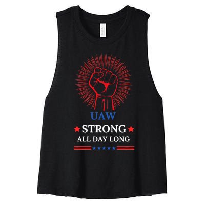 Uaw Strike United Auto Workers Union Uaw Strong Stand Up Uaw Women's Racerback Cropped Tank