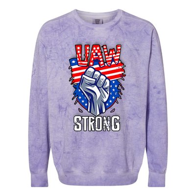 UAW Strong United Auto Workers Strike Union Support Red Colorblast Crewneck Sweatshirt