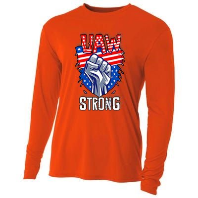 UAW Strong United Auto Workers Strike Union Support Red Cooling Performance Long Sleeve Crew