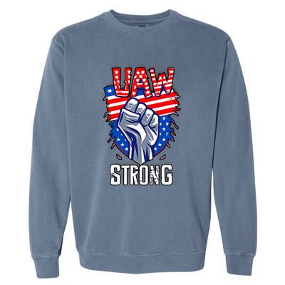 UAW Strong United Auto Workers Strike Union Support Red Garment-Dyed Sweatshirt