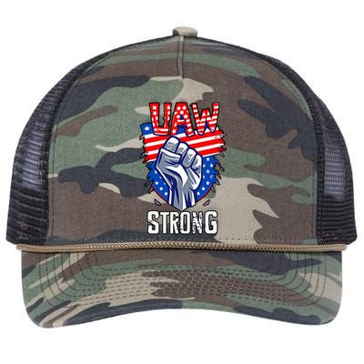 UAW Strong United Auto Workers Strike Union Support Red Retro Rope Trucker Hat Cap