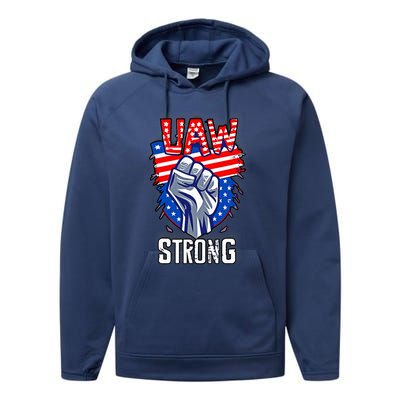 UAW Strong United Auto Workers Strike Union Support Red Performance Fleece Hoodie