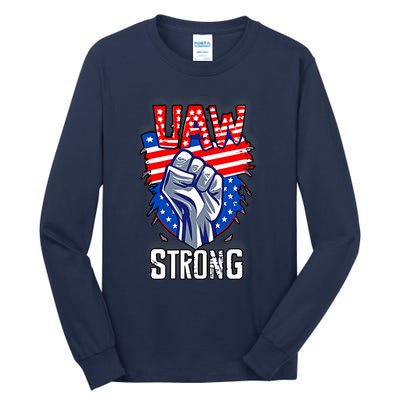 UAW Strong United Auto Workers Strike Union Support Red Tall Long Sleeve T-Shirt