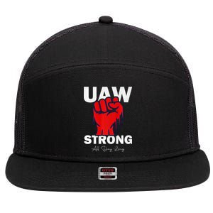 UAW Strong UAW Proud United Auto Workers UAW Strike 7 Panel Mesh Trucker Snapback Hat