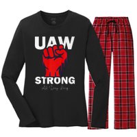 UAW Strong UAW Proud United Auto Workers UAW Strike Women's Long Sleeve Flannel Pajama Set 