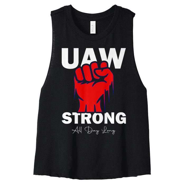 UAW Strong UAW Proud United Auto Workers UAW Strike Women's Racerback Cropped Tank