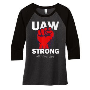 UAW Strong UAW Proud United Auto Workers UAW Strike Women's Tri-Blend 3/4-Sleeve Raglan Shirt