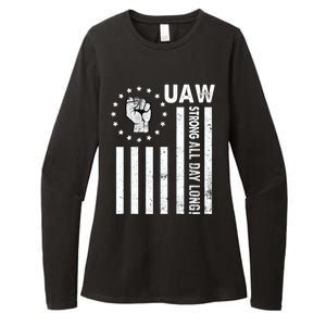 UAW Strong United We Stand Proud Union UAW Red Womens CVC Long Sleeve Shirt