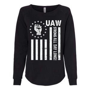 UAW Strong United We Stand Proud Union UAW Red Womens California Wash Sweatshirt