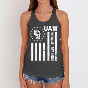 UAW Strong United We Stand Proud Union UAW Red Women's Knotted Racerback Tank