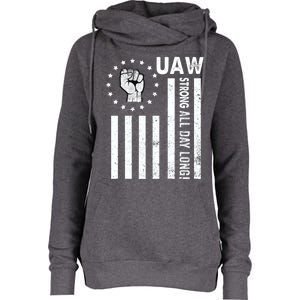 UAW Strong United We Stand Proud Union UAW Red Womens Funnel Neck Pullover Hood