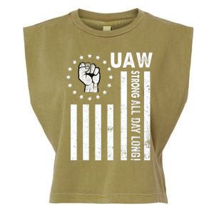 UAW Strong United We Stand Proud Union UAW Red Garment-Dyed Women's Muscle Tee