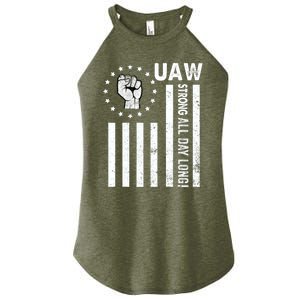 UAW Strong United We Stand Proud Union UAW Red Women's Perfect Tri Rocker Tank