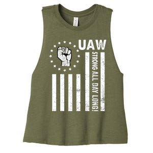 UAW Strong United We Stand Proud Union UAW Red Women's Racerback Cropped Tank