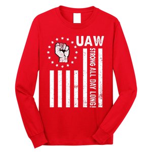 UAW Strong United We Stand Proud Union UAW Red Long Sleeve Shirt