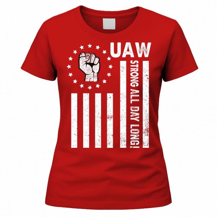 UAW Strong United We Stand Proud Union UAW Red Women's T-Shirt