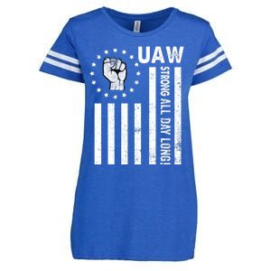 UAW Strong United We Stand Proud Union UAW Red Enza Ladies Jersey Football T-Shirt