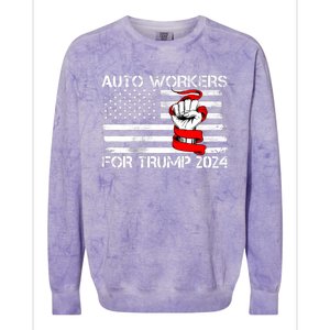 Uaw Strong Uaw Proud Union Pride Auto Workers For Trump Colorblast Crewneck Sweatshirt