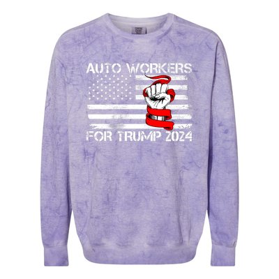 Uaw Strong Uaw Proud Union Pride Auto Workers For Trump Colorblast Crewneck Sweatshirt