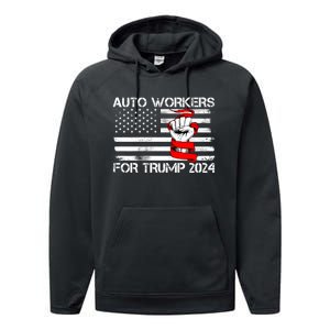 Uaw Strong Uaw Proud Union Pride Auto Workers For Trump Performance Fleece Hoodie