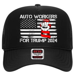 Uaw Strong Uaw Proud Union Pride Auto Workers For Trump High Crown Mesh Back Trucker Hat